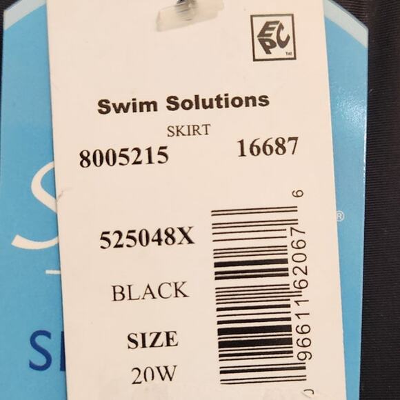 NWT Swim Solutions Bathing Suit Bottom Swim Skirt Thigh Minimizing Black 20W - Picture 7 of 7